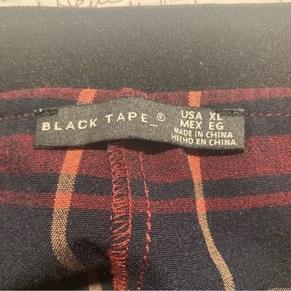 BLACK TAPE Sz XL Plaid Elastic Back Waist Tapered Leg Unlined Pockets Pants - Picture 6 of 7